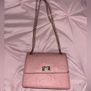 Elegant Pink Butterfly Embossed Women's Bag